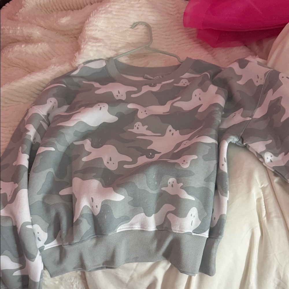 Mighty Fine Ghost Camouflage Sweatshirt - Gray and White